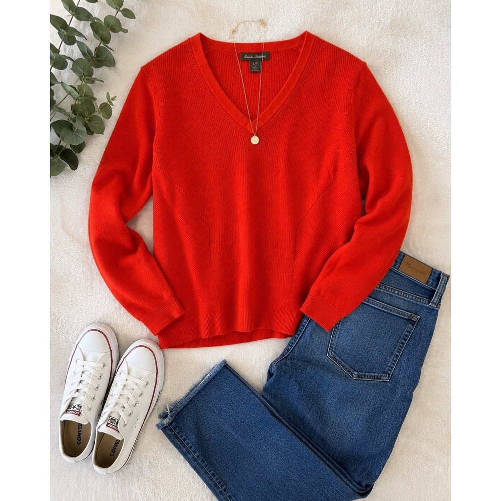 Tommy Bahama‎ Women's V-Neck Ribbed Knit Pullover Sweater Orange Size Small